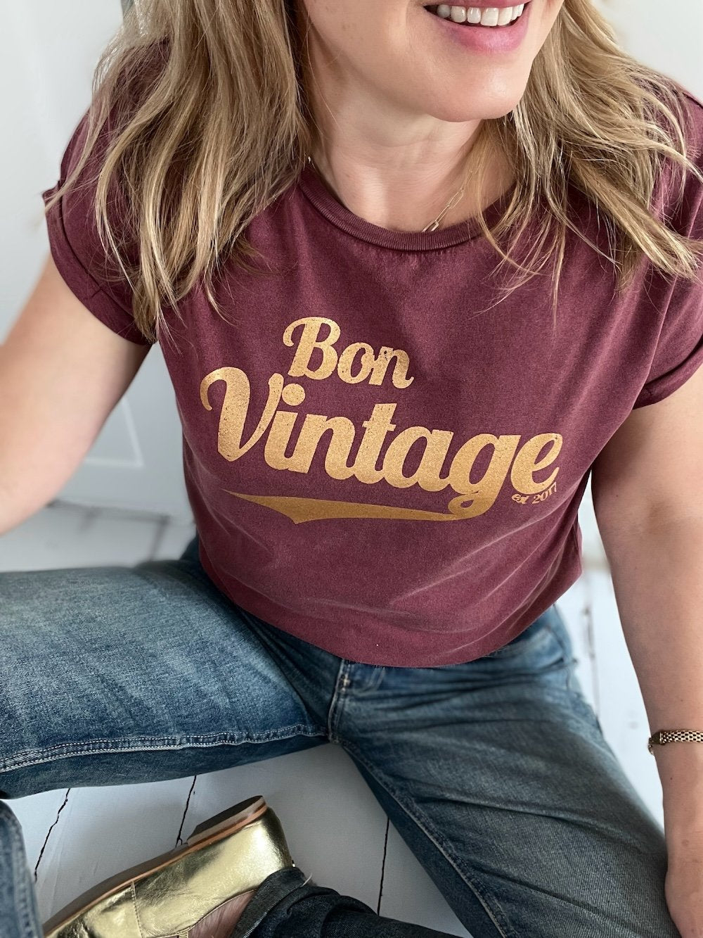 bon vintage retro stone wash burgundy pink | fwp by rae | burgundy slogan t-shirt