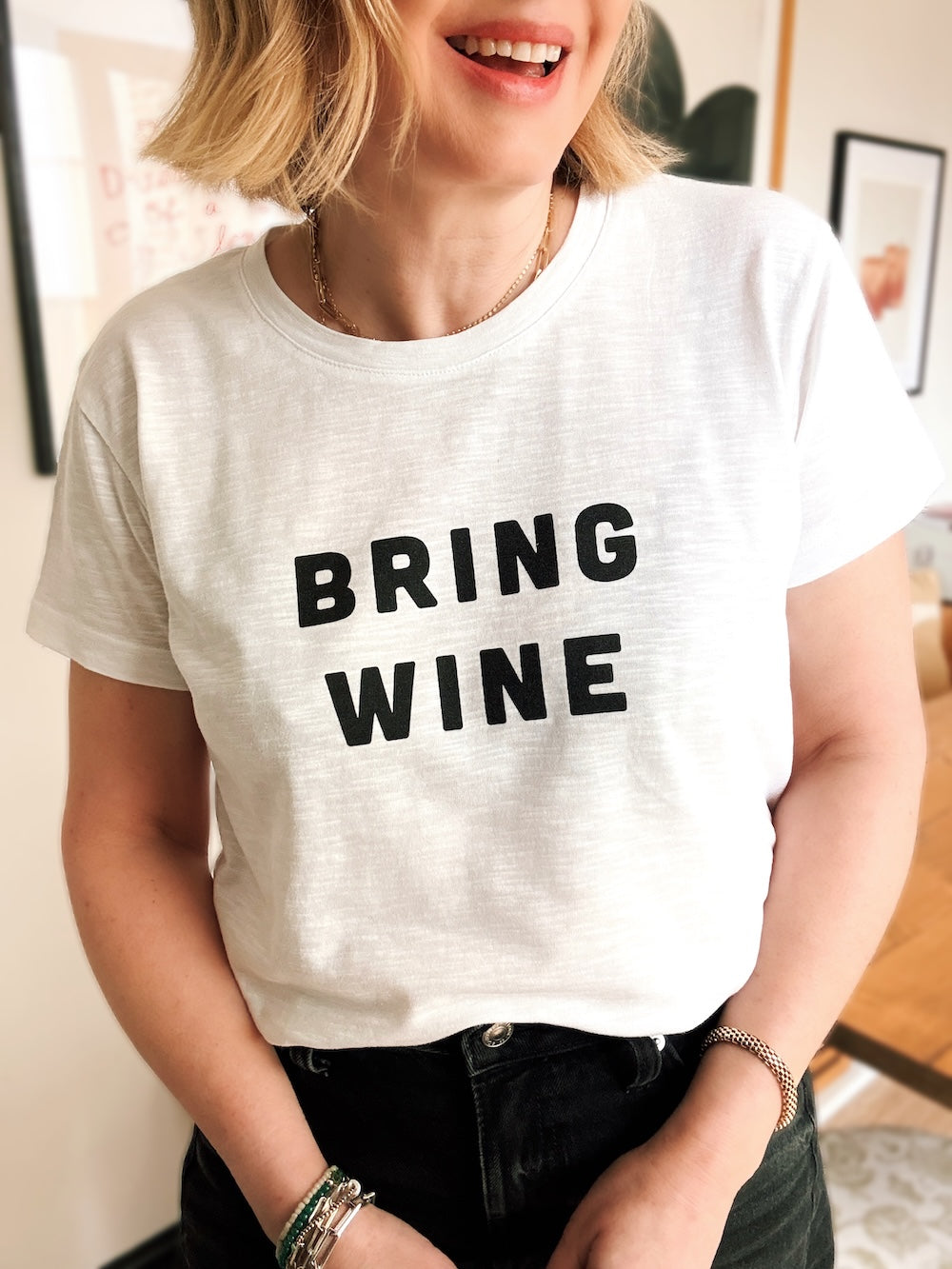 Bring Wine Tee White