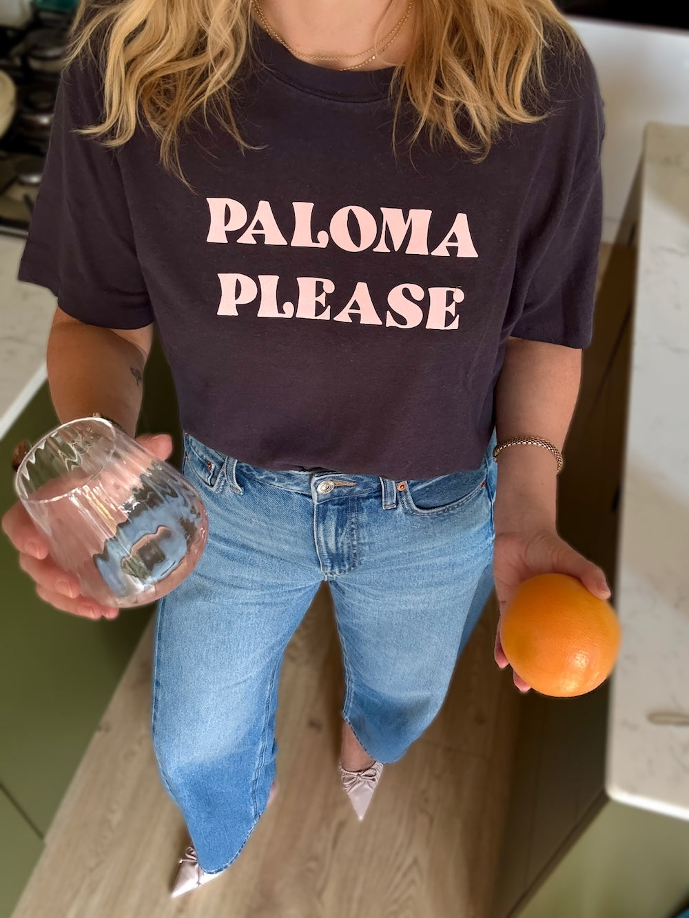 Paloma Please Tee Dark Grey Pink