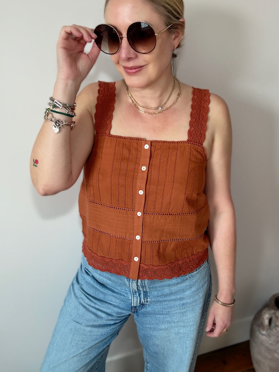 Wren Lace Camisole Top Terracotta