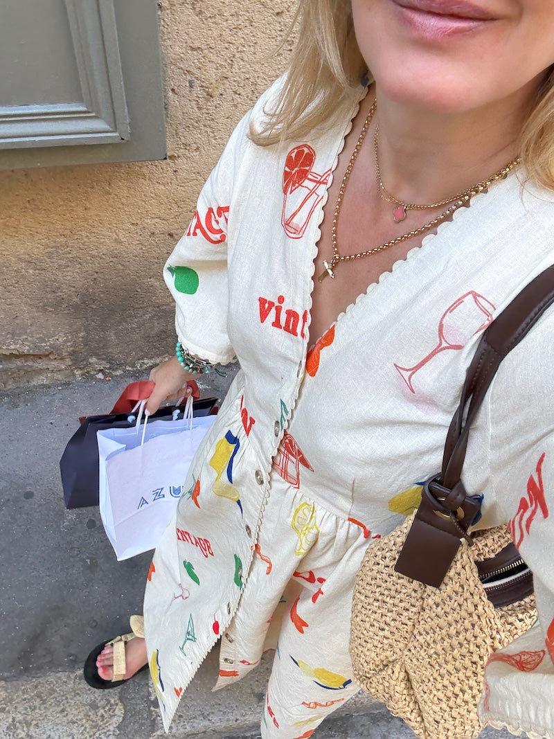 Collette Button Front Midi Dress Drinky Print