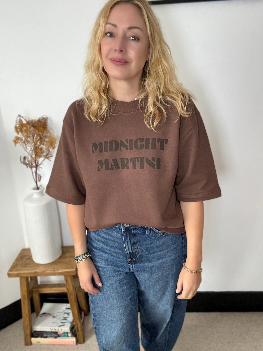 Midnight Martini Short Sleeve Sweatshirt Brown