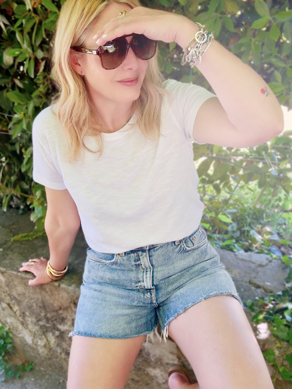 Angie Women's White Slub T-Shirt