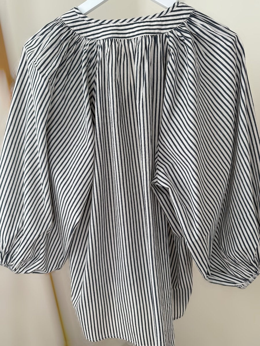 Emily stripe poet blouse grey | fwp by rae blouse