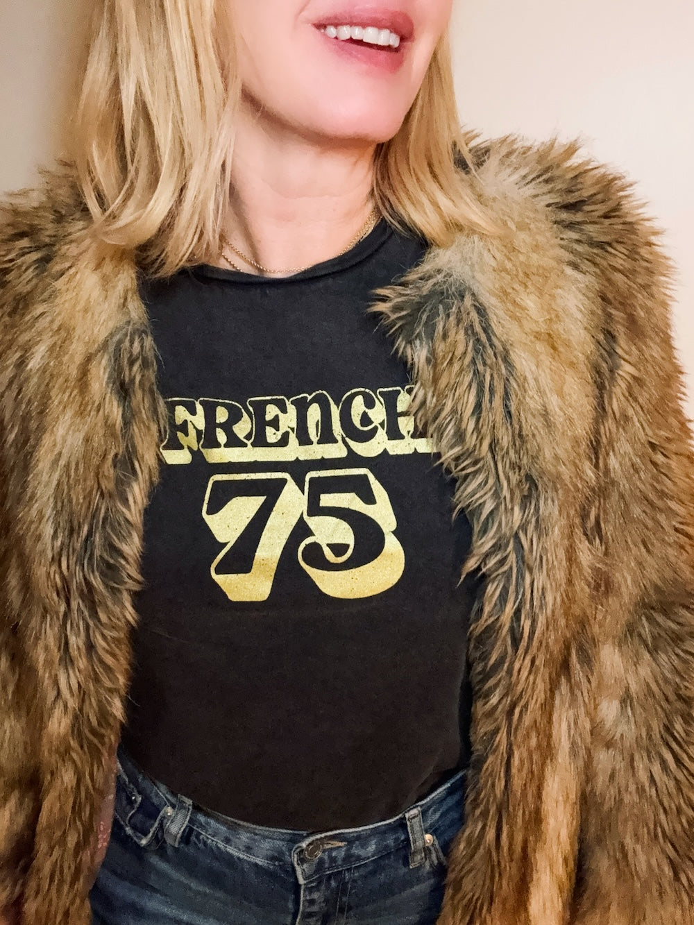 French75 Tee Stone Wash Black Gold