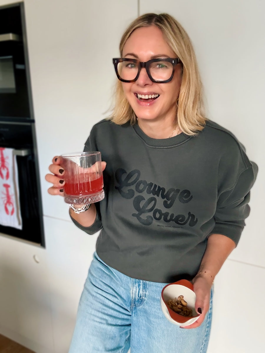 Lounge Lover Oversized Brushed Cotton Sweatshirt Washed Dark Grey