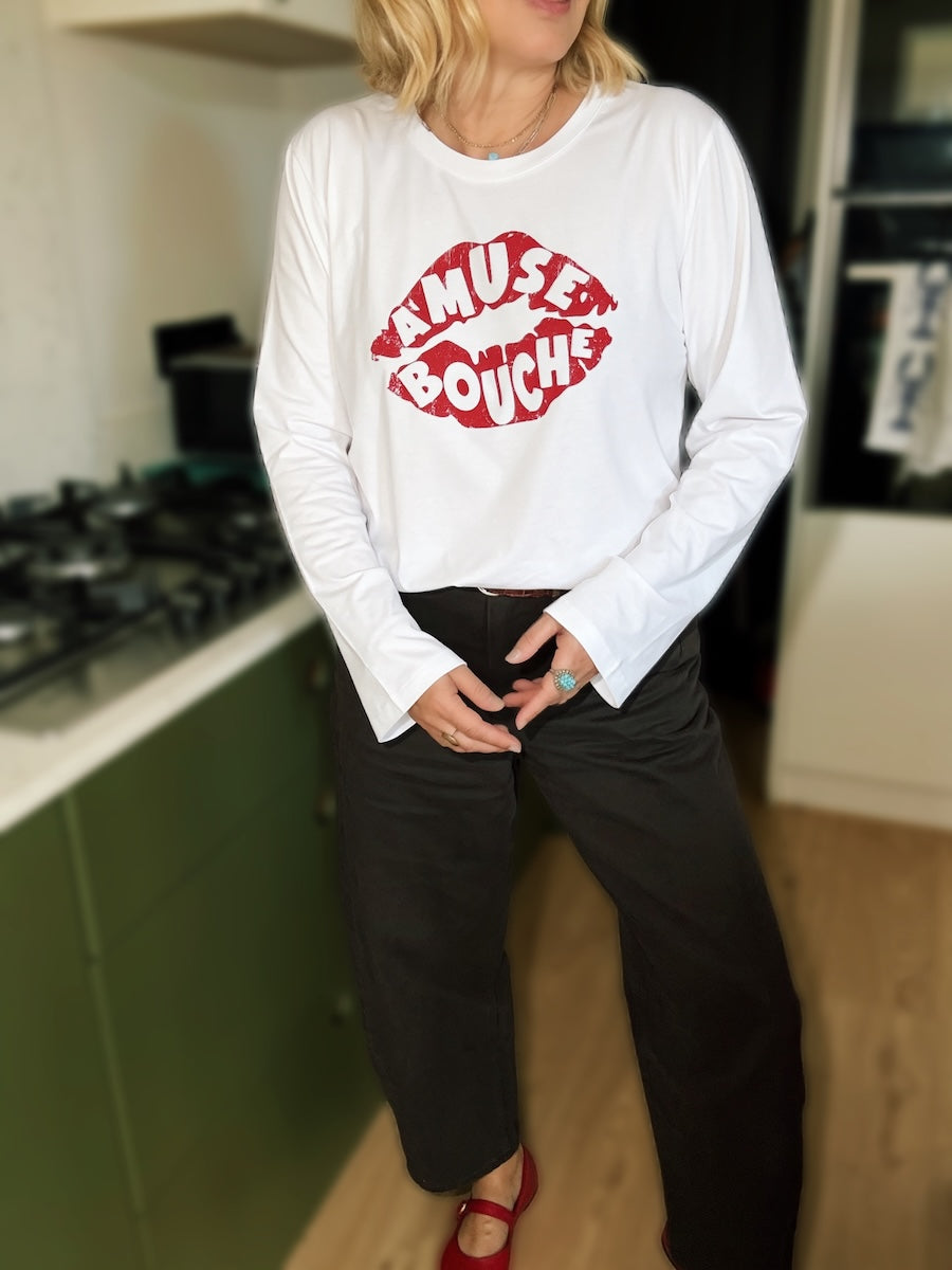 Amuse Bouche Lips Long Sleeve T-Shirt White