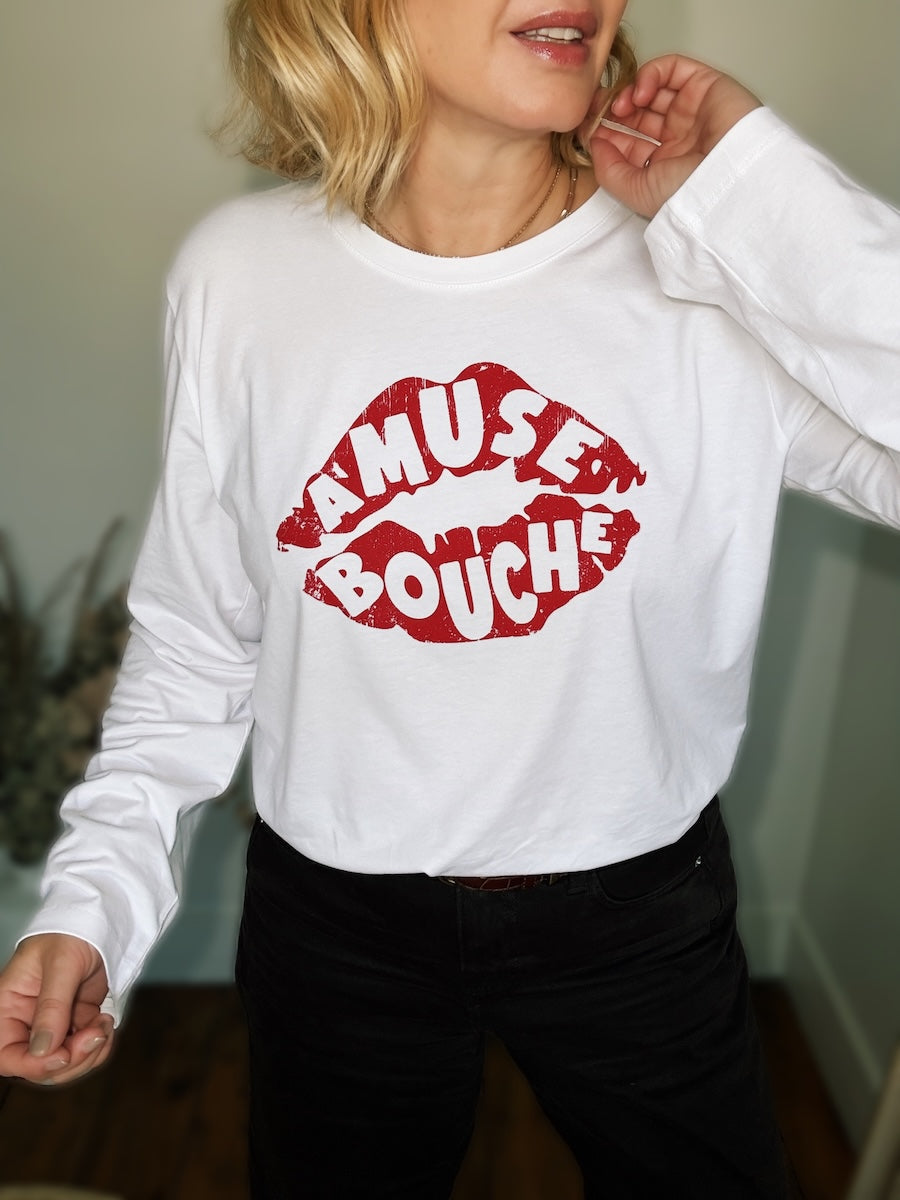 Amuse Bouche Lips Long Sleeve T-Shirt White