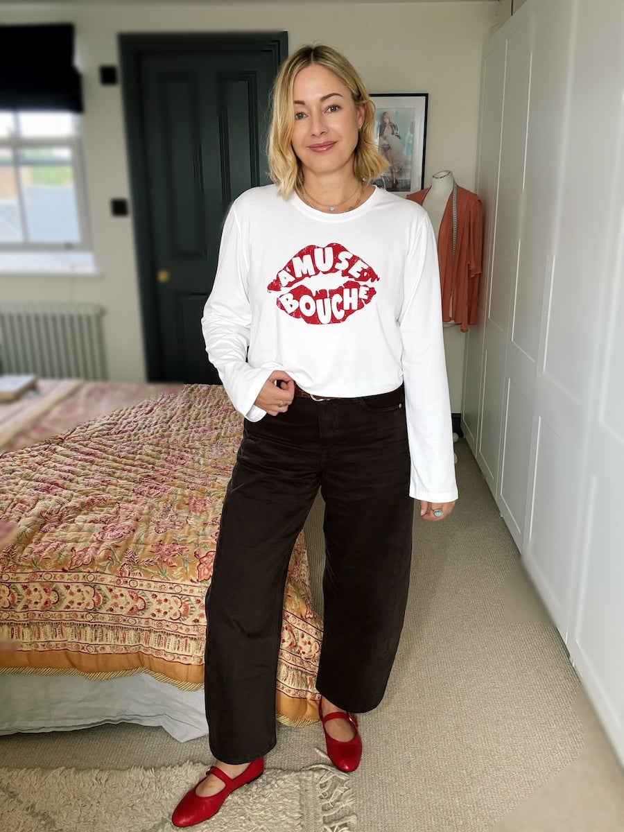 Amuse Bouche Lips Long Sleeve T-Shirt White