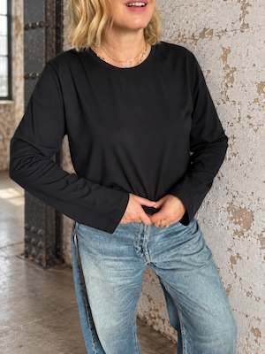 black organic cotton long sleeve top