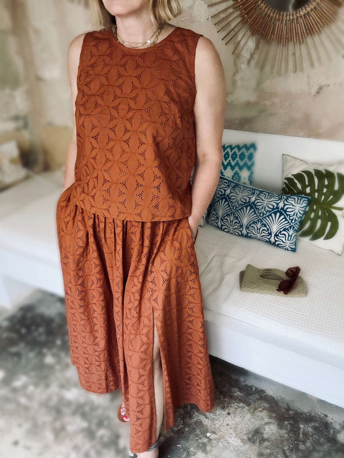 Nancy Broderie Full Skirt Gingerbread Brown