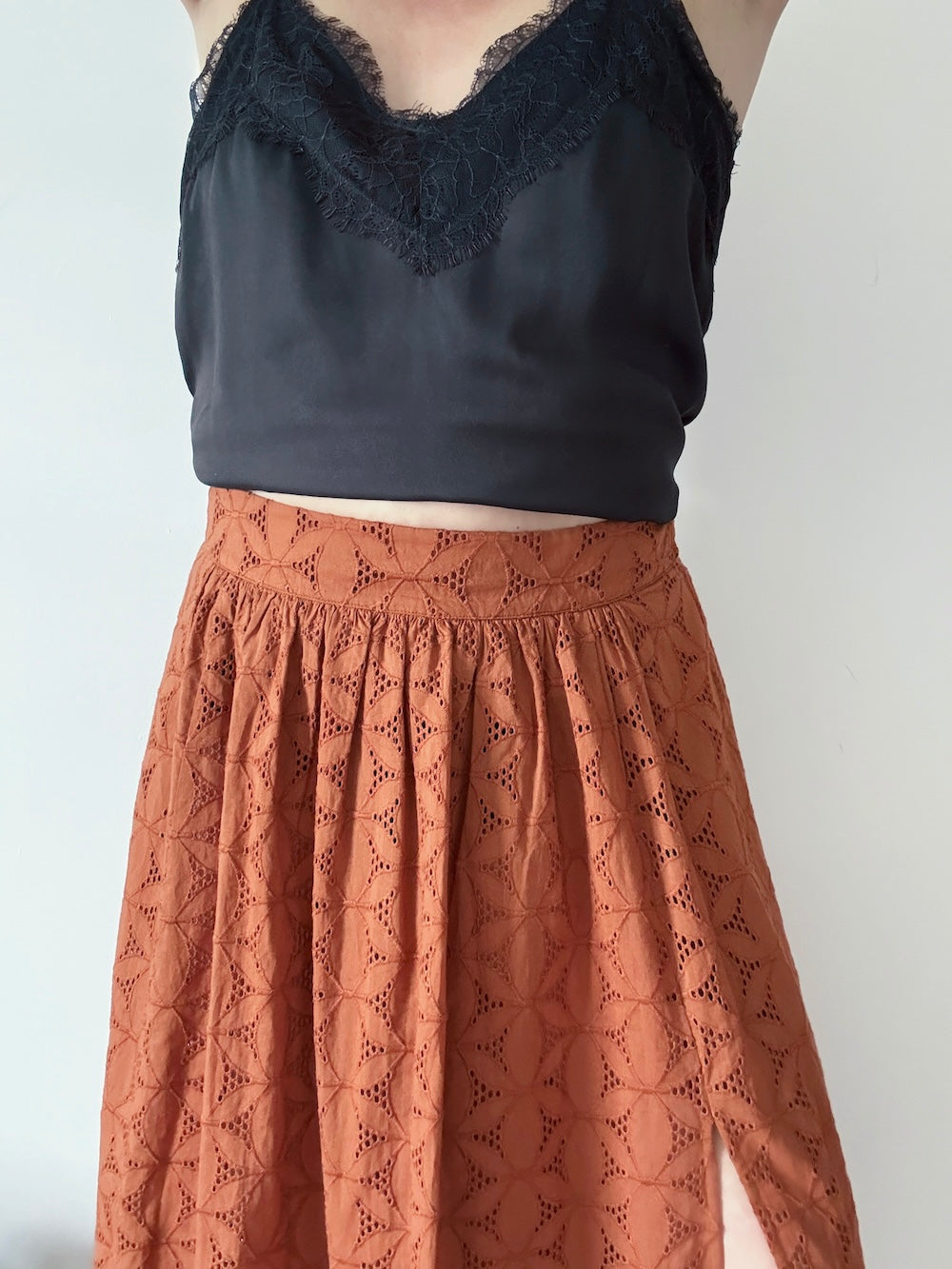 Nancy Broderie Full Skirt Gingerbread Brown