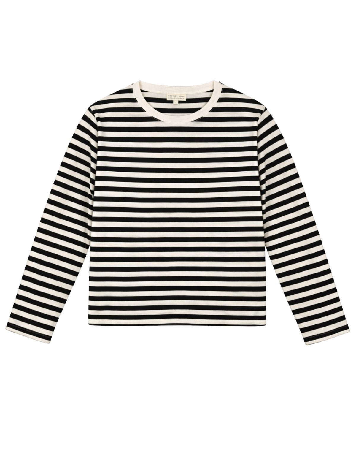 Stripe Long Sleeve Top Ash Black and Ivory