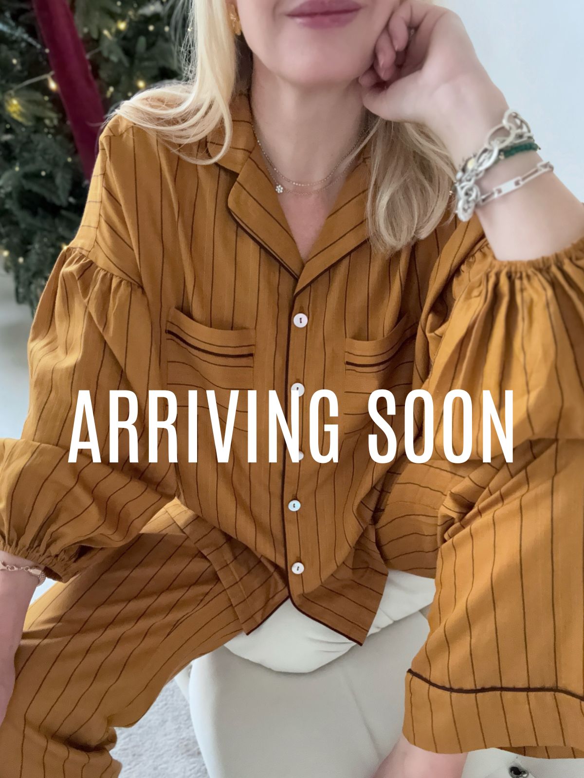 Ember Stripe Pyjama Set with Piping