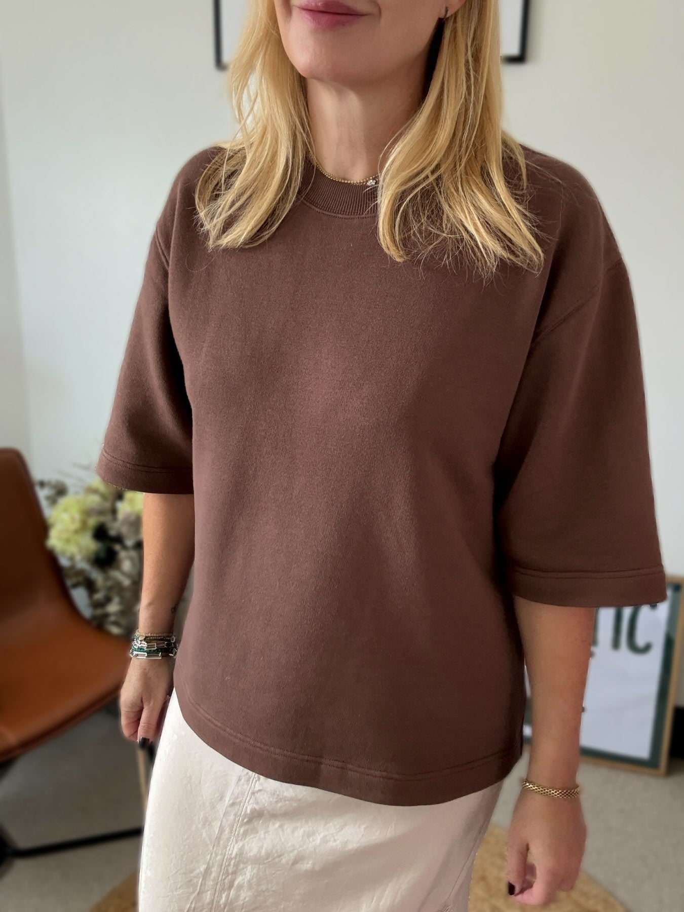 Brooke Short Sleeve Sweatshirt Brown