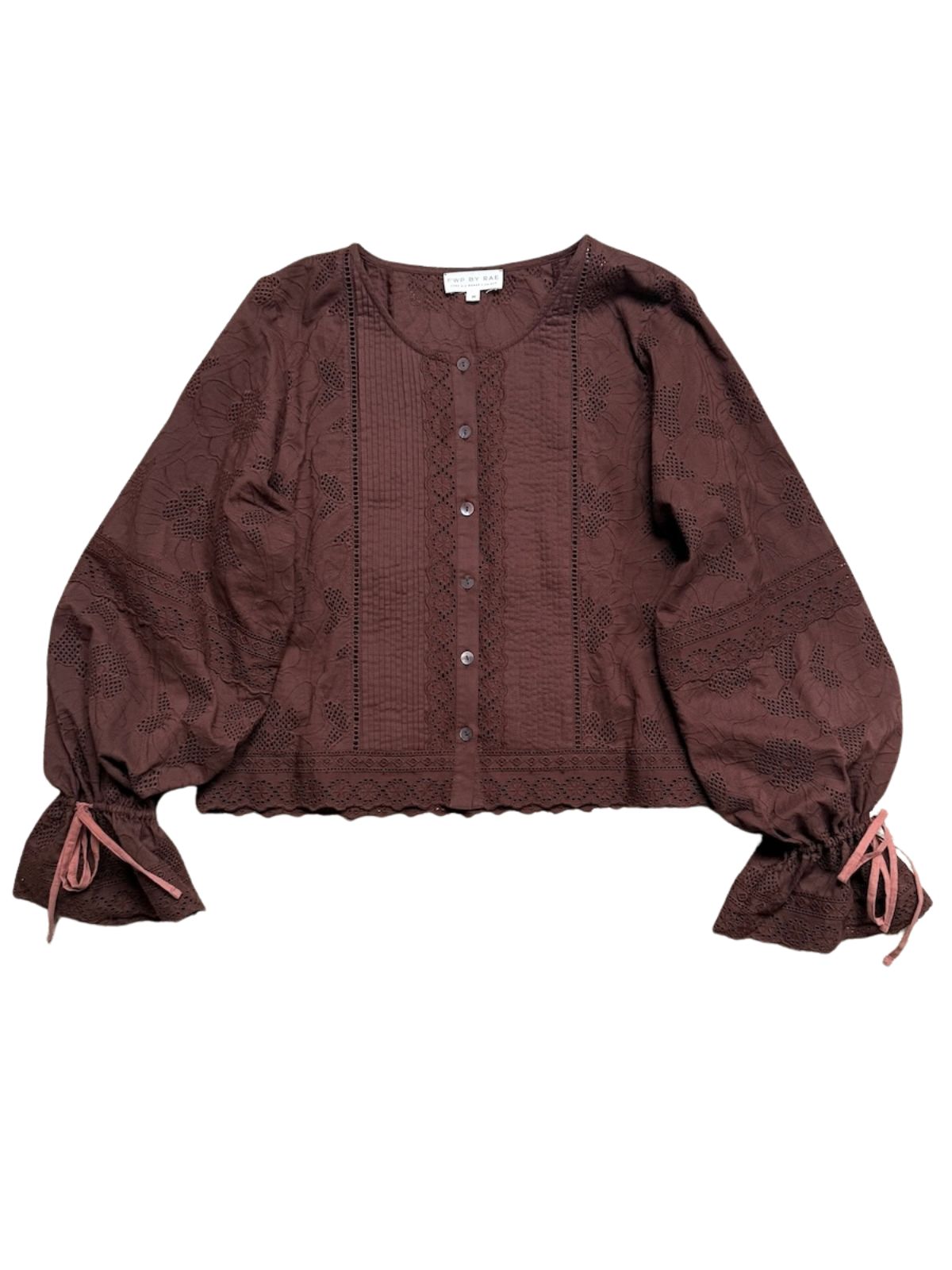 Edie Romantic Lace Boho Blouse Soft Brown
