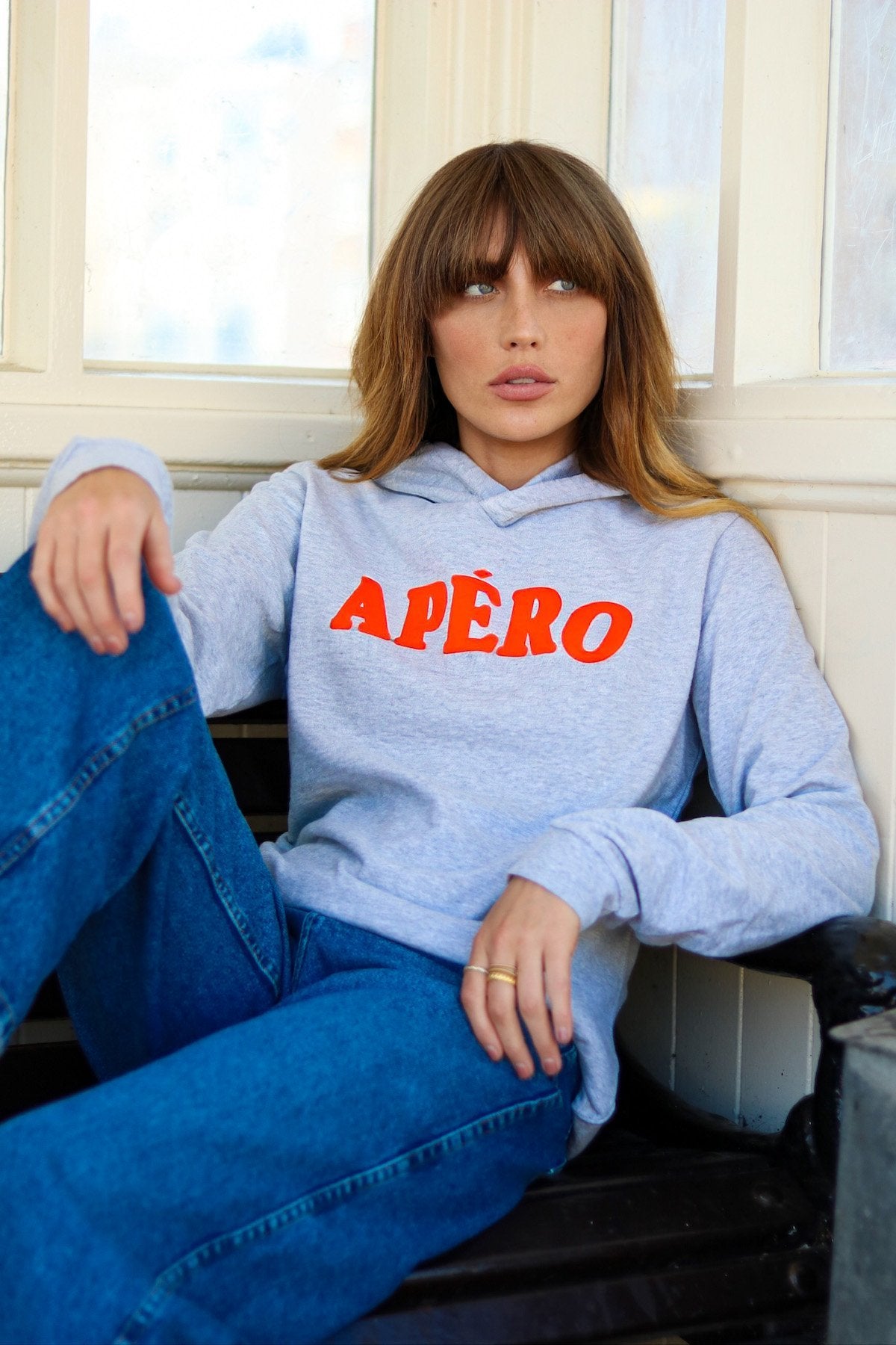 Apéro fine knit hoodie light marl grey | fwp by rae