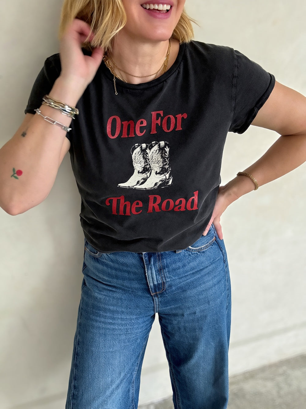 One For The Road Stone Wash T-shirt Black