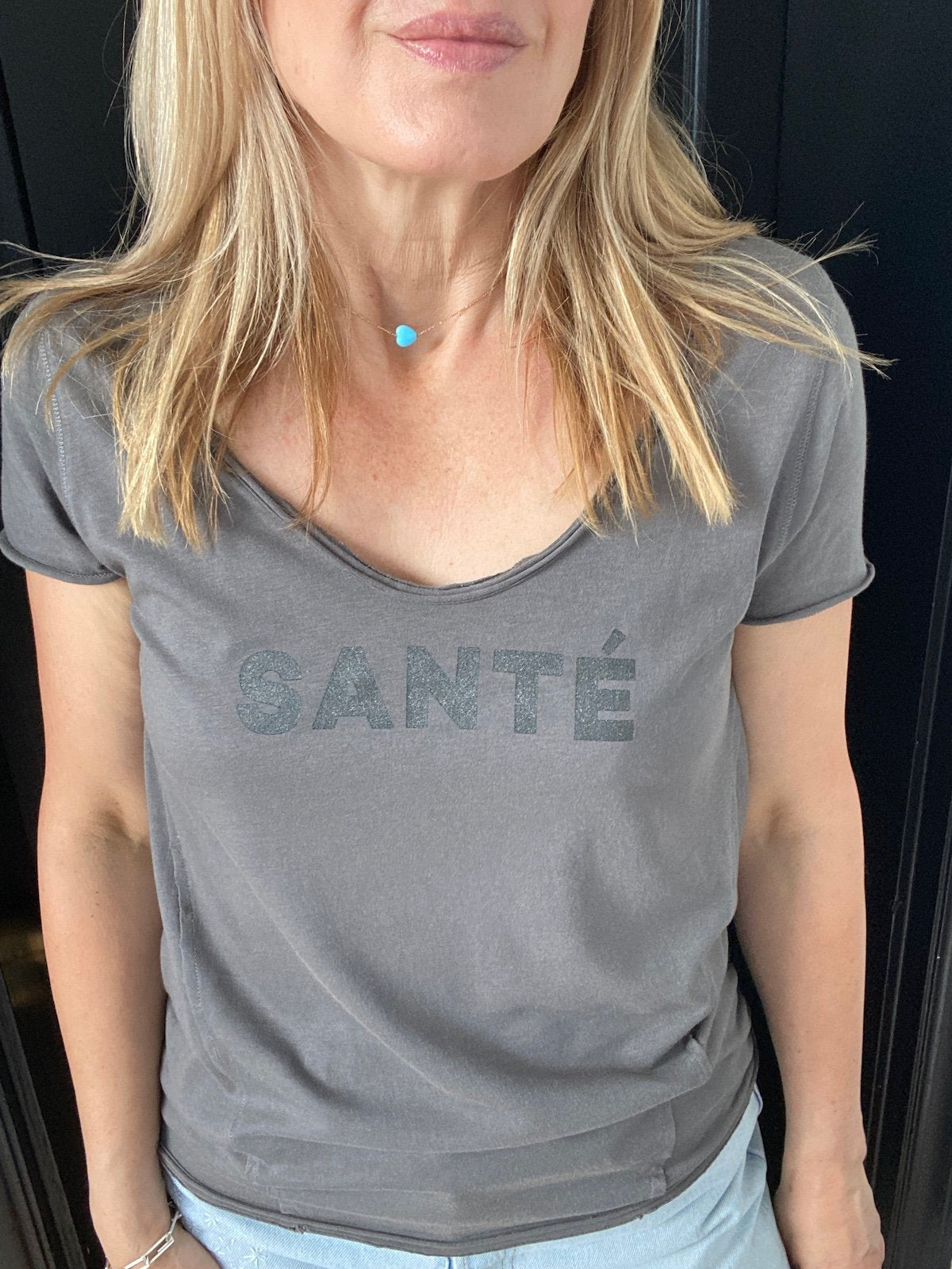 santé tee grey black glitter | fwp by rae