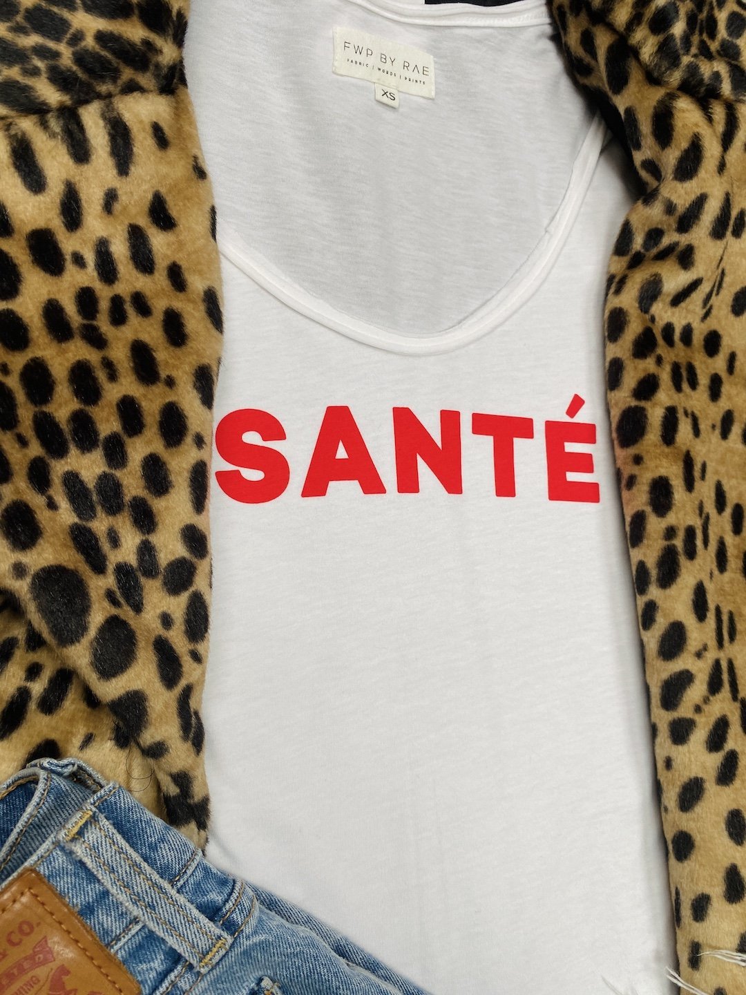 santé slogan t-shirt white red | fwp by rae