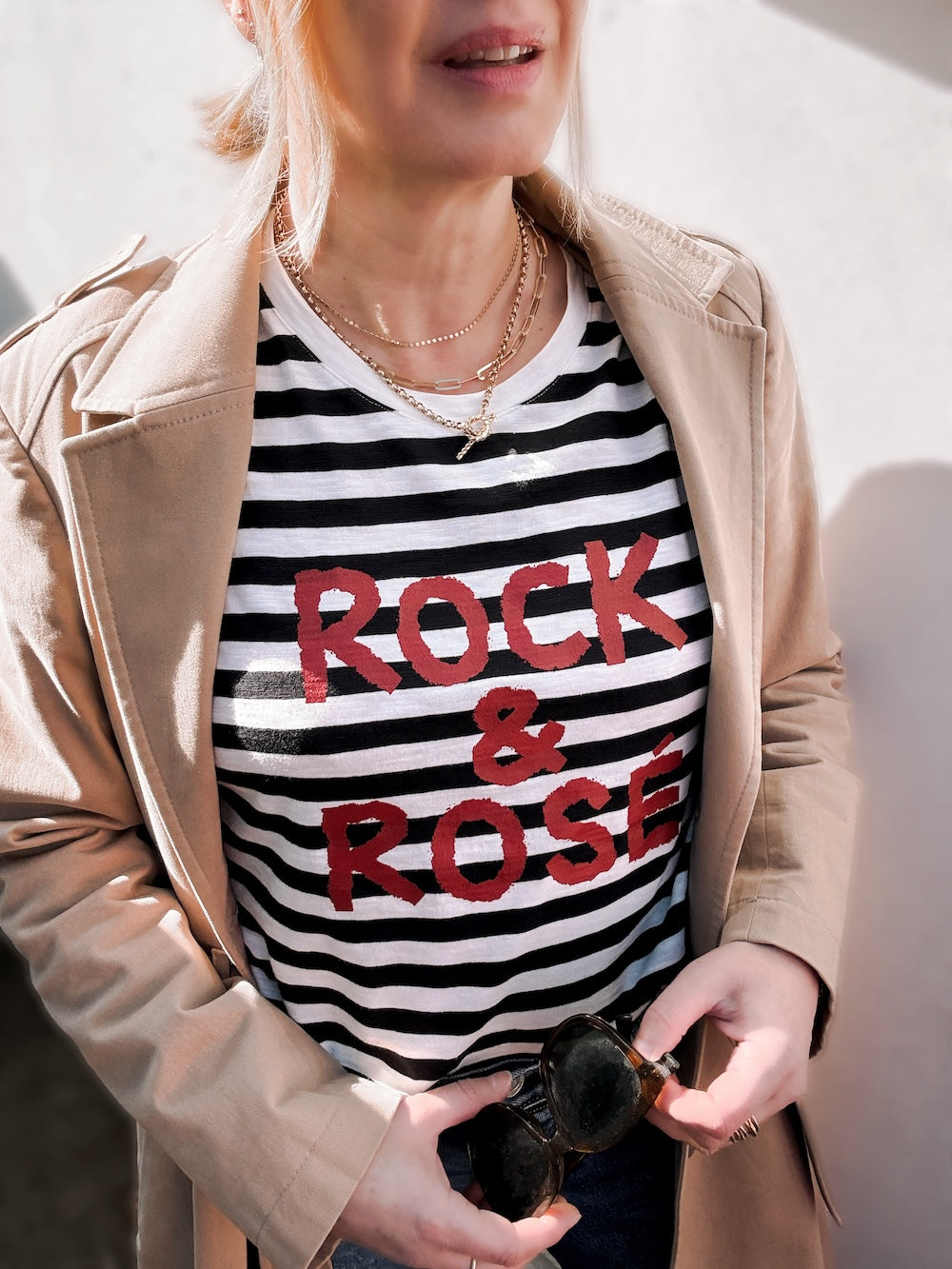 Rock and Rosé Black stripe Long Sleeve top
