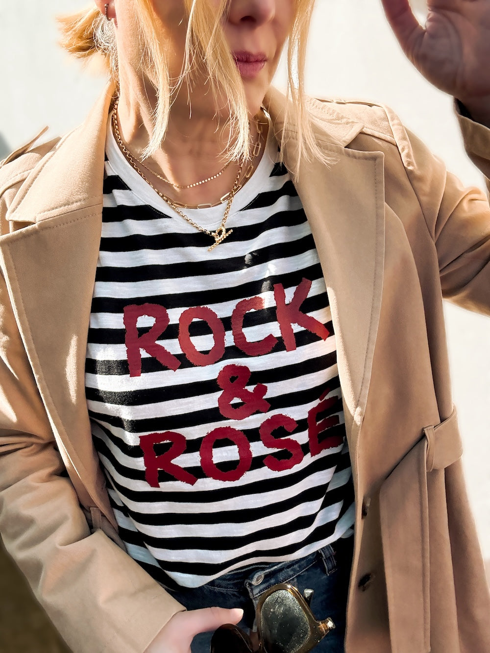 Rock and Rosé Black stripe Long Sleeve top