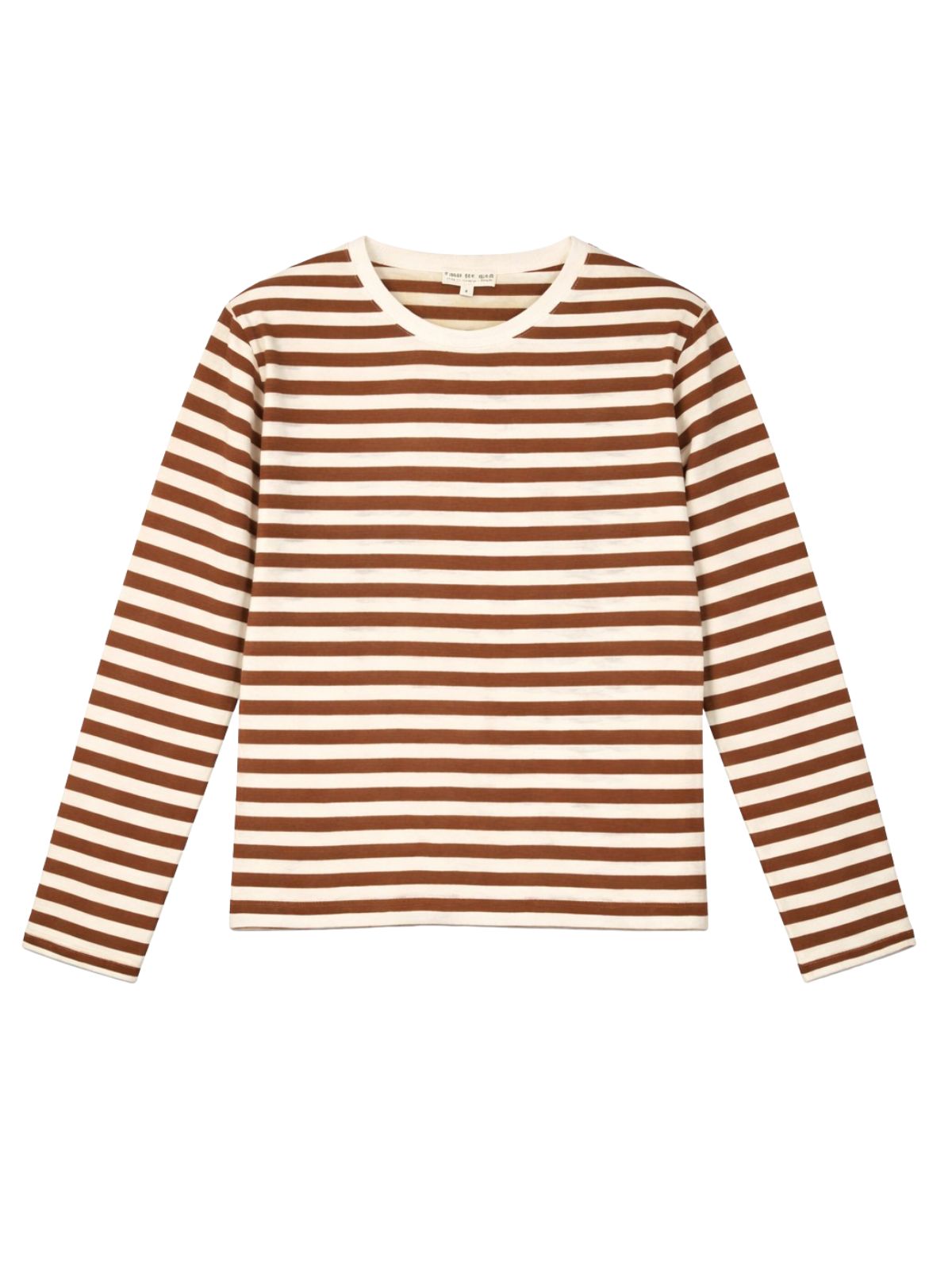 Stripe Long Sleeve Top Bronze Brown and Ivory